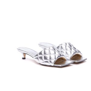 NWT Bottega Veneta Padded Silver Mules